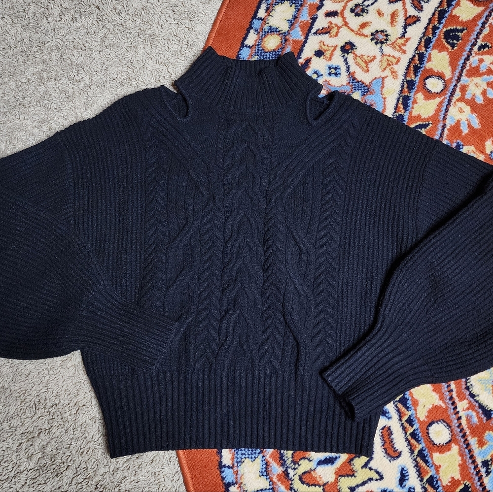 Express Cutout Cable Knit Turtleneck Sweater